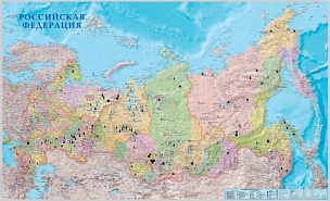 Настенная карта Полезные ископаемые Российской Федерации