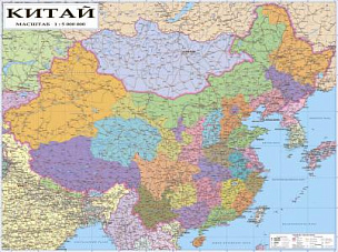 Китай Настенная карта на русском языке