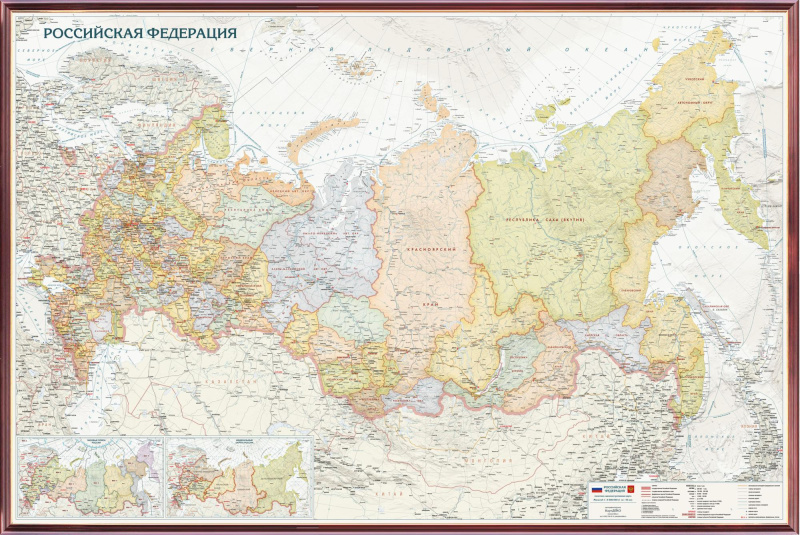 Рельефная политико-административная карта "Россия и сопредельные государства в Европейском стиле "   3D рельеф (3D 041)